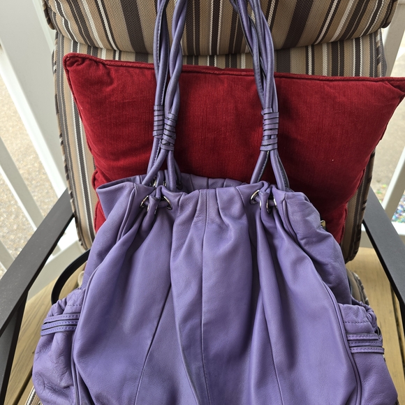 B. Makowsky Lavender Leather Shoulder Bag - Picture 2 of 16